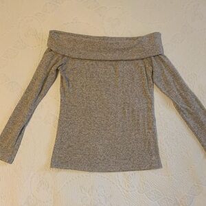 Acemi Heathered Gray Off The Shoulder Knit Top S